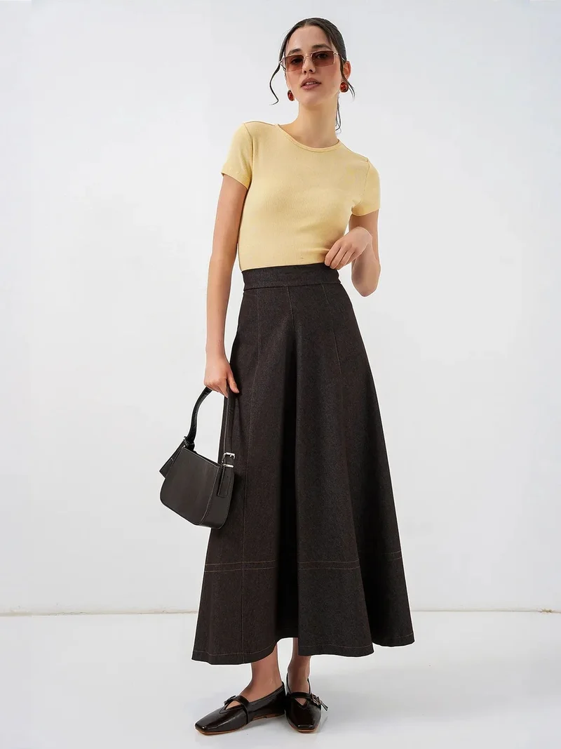 بيغ دارت BDART High Waist Denim A-Line Maxi Skirt with Pockets