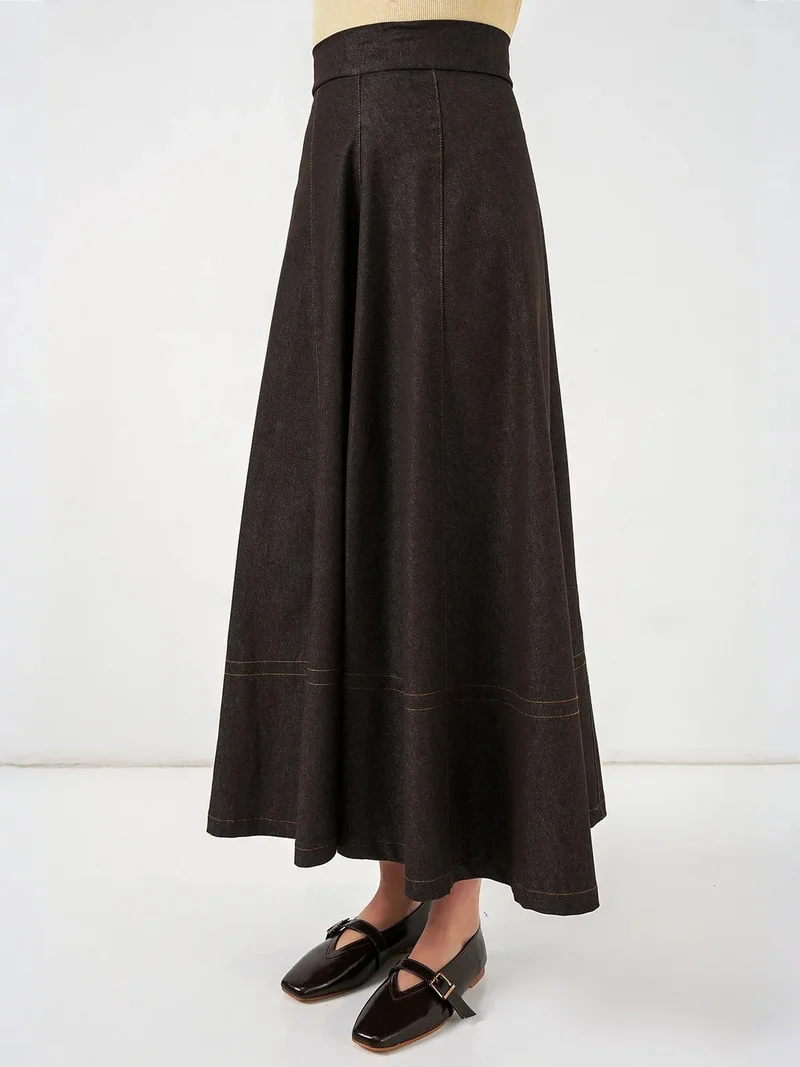 بيغ دارت BDART High Waist Denim A-Line Maxi Skirt with Pockets