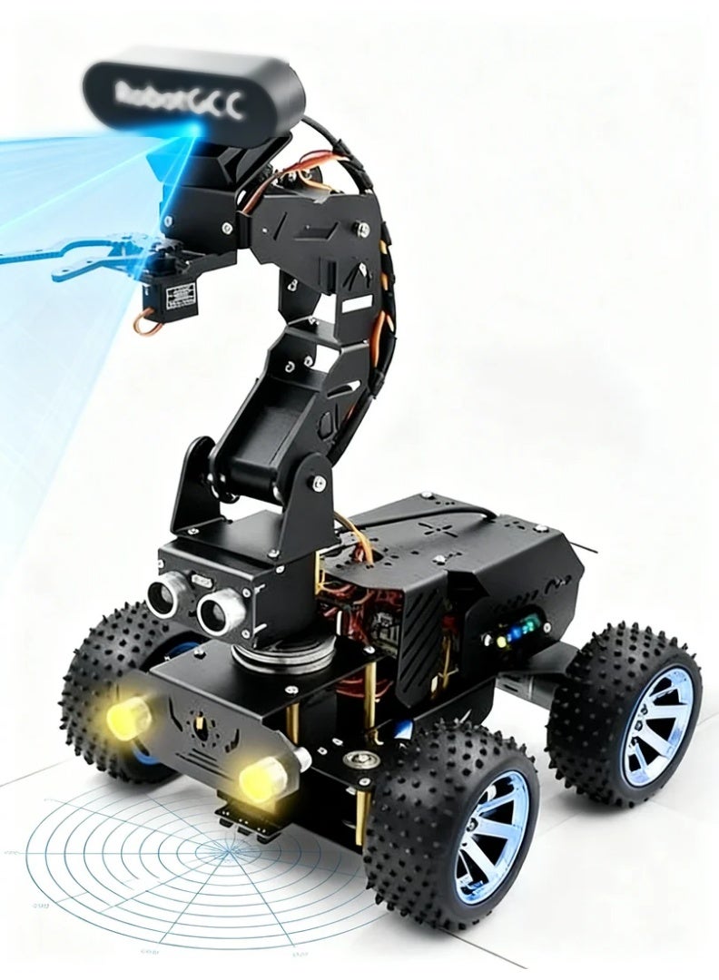 وبوت جي سي سي طقم سيارة روبوت ذكية متوافق مع Raspberry Pi 5 / 4 / 3 مع ذراع روبوت 4DOF، كاميرا USB بدقة 1080P، رؤية حاسوبية OpenCV، برمجة Python، شحن USB-C، منصة روبوتات STEM تعليمية للذكاء الاصطناعي (لوحة Raspberry Pi غير مرفقة) - Image 3