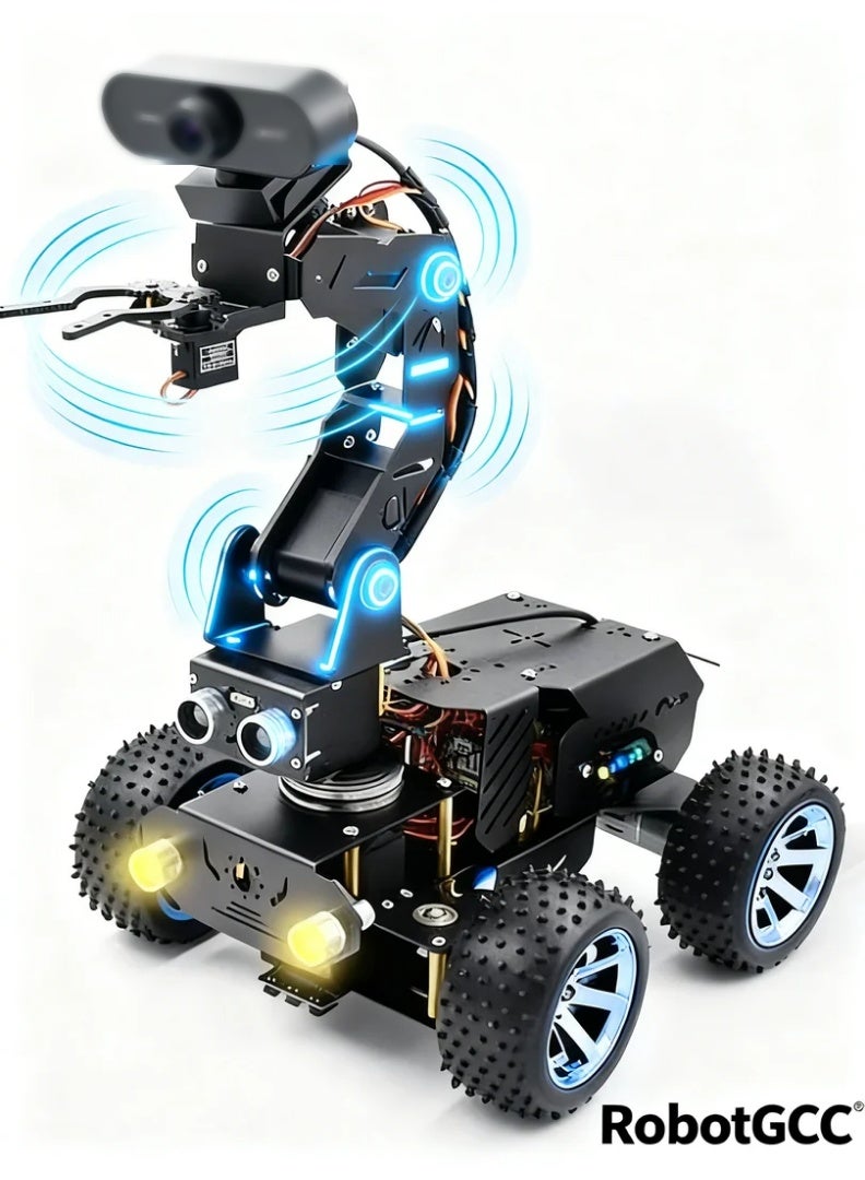 وبوت جي سي سي طقم سيارة روبوت ذكية متوافق مع Raspberry Pi 5 / 4 / 3 مع ذراع روبوت 4DOF، كاميرا USB بدقة 1080P، رؤية حاسوبية OpenCV، برمجة Python، شحن USB-C، منصة روبوتات STEM تعليمية للذكاء الاصطناعي (لوحة Raspberry Pi غير مرفقة) - Image 5