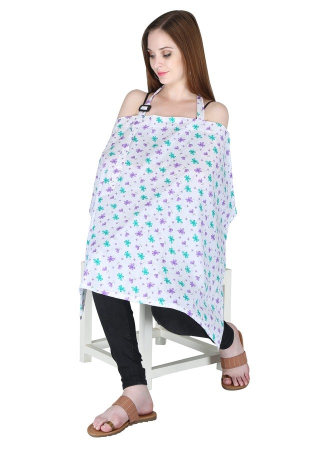 Switchon Feeding Apron Cover Cotton Maternity Baby Breastfeeding Multipurpose for Mothers (Pink-Red) Floral Printed Proudly Made in India (Green-Purple)