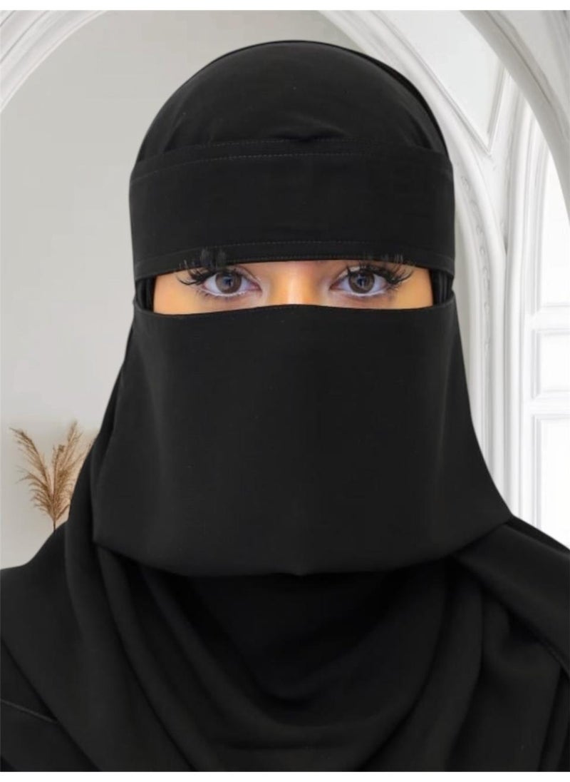بهنس - 2 نقاب قصير مطاط مايل 1.5 سم مقاس 6 انش مقوى – توست نقاب بدون علامة نسائي مطاطي معزز بقماش ناعم وعالي الجودة، حجاب شرعي للوجه مريح وخفيف على البشرة، مقاوم للانزلاق، قابل للغسل، مثالي للاستخدام اليومي والمناسبات - Image 1