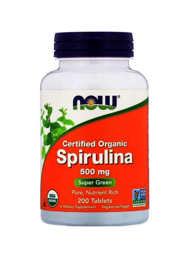 Now Foods Organic Spirulina 500 mg 200 Tablets - Image 1