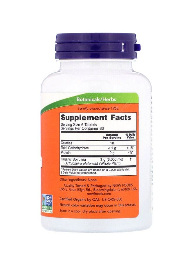 Now Foods Organic Spirulina 500 mg 200 Tablets - Image 2