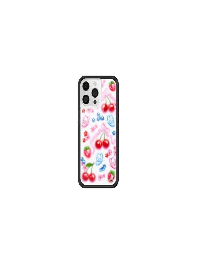 Wildflower Cases - Sweet Cherries Case, Compatible with Apple iPhone 15 Pro Max | Blue, White, Red, Trendy, Fruit, Cherry - Protective Black Bumper, 4ft Drop Test Certified, Women Owned Small Business - Image 1