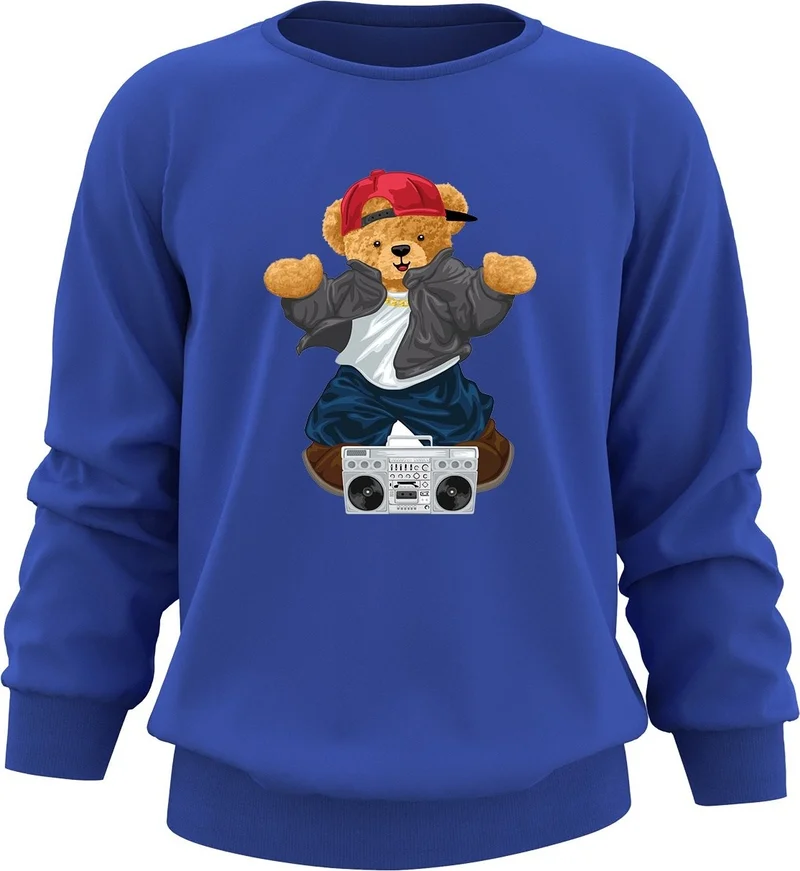Ada Bebek Çocuk Ada Baby Kids Oversize Hiphop Bear Printed Kids Sweatshirt