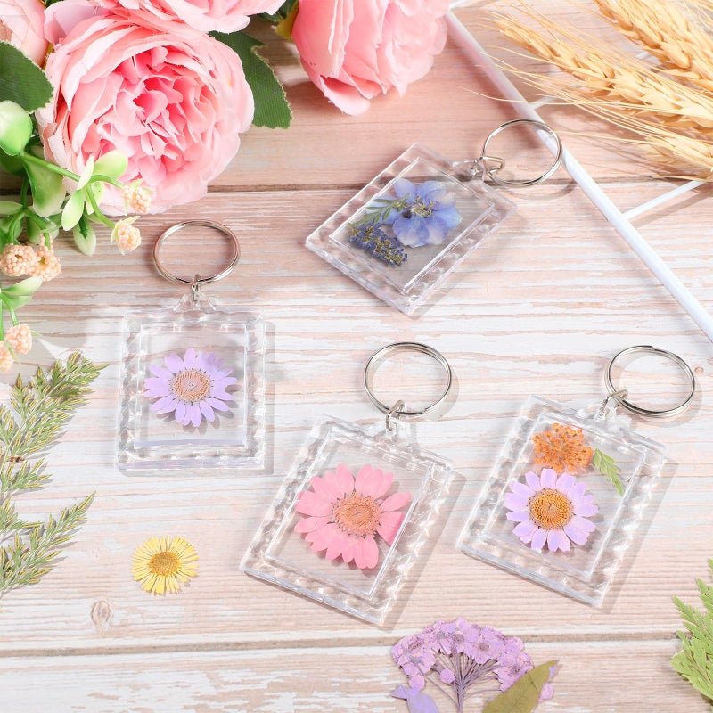 Junkin 150 Pack Acrylic Photo Keychains Clear Personalized Picture Frame Keychain Holder Blank Photo Insert Keyring DIY Favor(Rectangle with Lace Edge) - Image 5