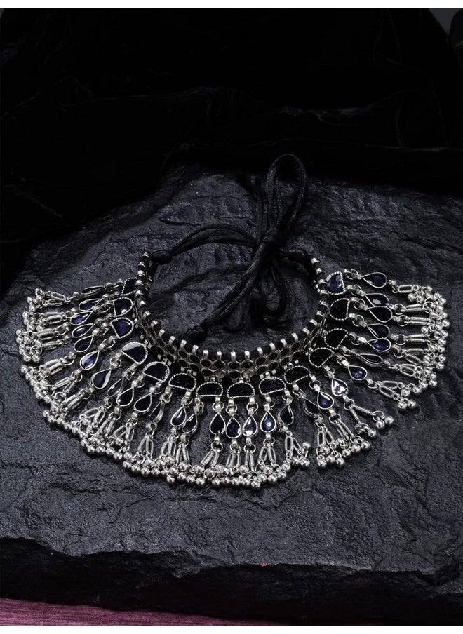 Shining Diva Fashion - Shining Diva Fashion Latest Stylish Traditional Oxidised Silver Necklace Jewellery for Women (13148np) - Image 1