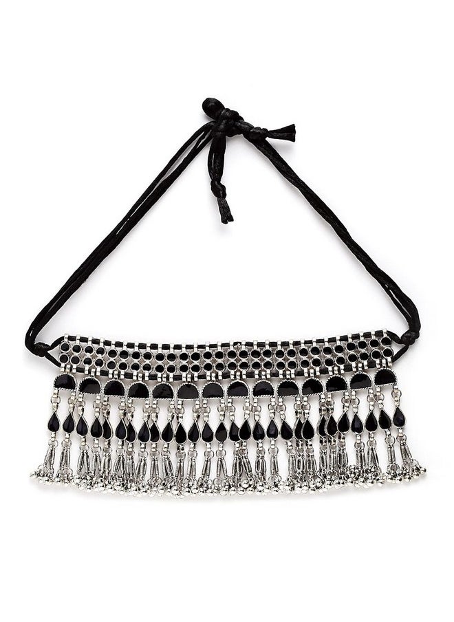 Shining Diva Fashion - Shining Diva Fashion Latest Stylish Traditional Oxidised Silver Necklace Jewellery for Women (13148np) - Image 1
