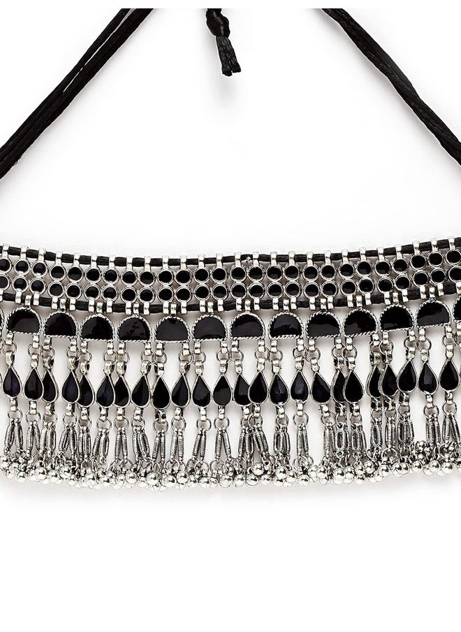 Shining Diva Fashion - Shining Diva Fashion Latest Stylish Traditional Oxidised Silver Necklace Jewellery for Women (13148np) - Image 1