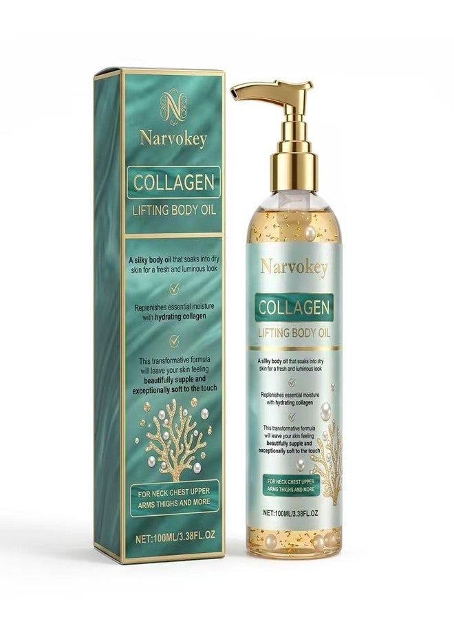 Narvokey Collagen Lifting Body Oil, Hydrating and Moisturizing, Anti Aging, Lightweight Non-Greasy Silk Formula, for Women and Men, 3.8 Fl Oz - Image 1
