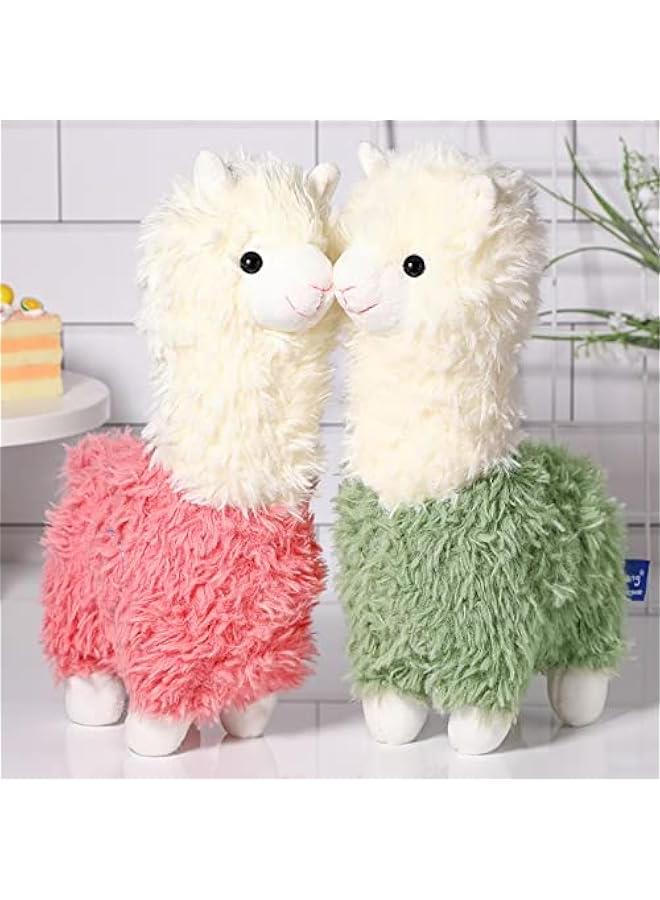 Alpaca Plush Toy 2 Pieces 11 Inches Soft Llama Stuffed Animal Plushie Stuffed Llama Alpaca Plush for Doll Present Baby (Green, Pink)  - Image 1
