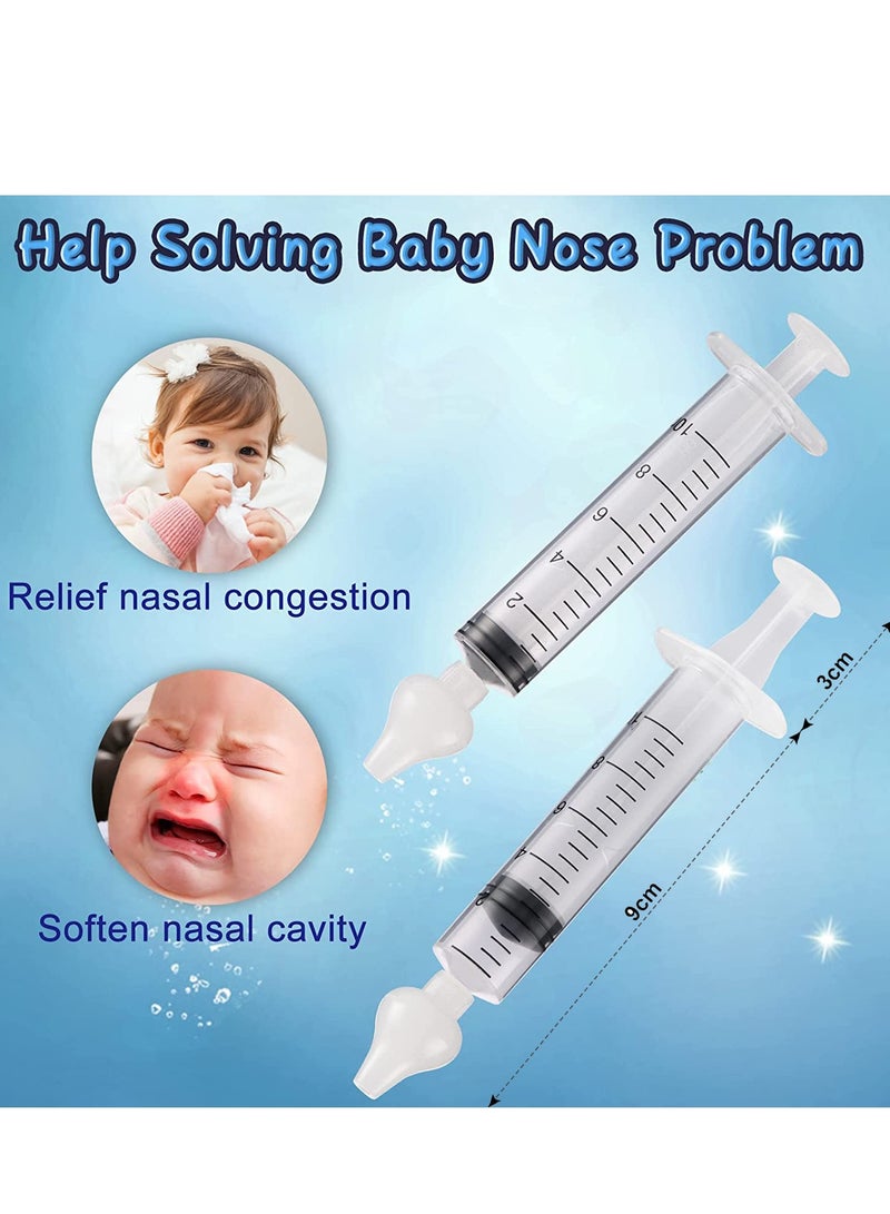 2-Pack Sinus Rinse System Baby Nose Suction Syringe, Professional Nasal Aspirator Syringe Baby Nasal Irrigator Nose Cleaner for Infant Portable Quick Rinse Device Syringe with Silicone Tip Reusable