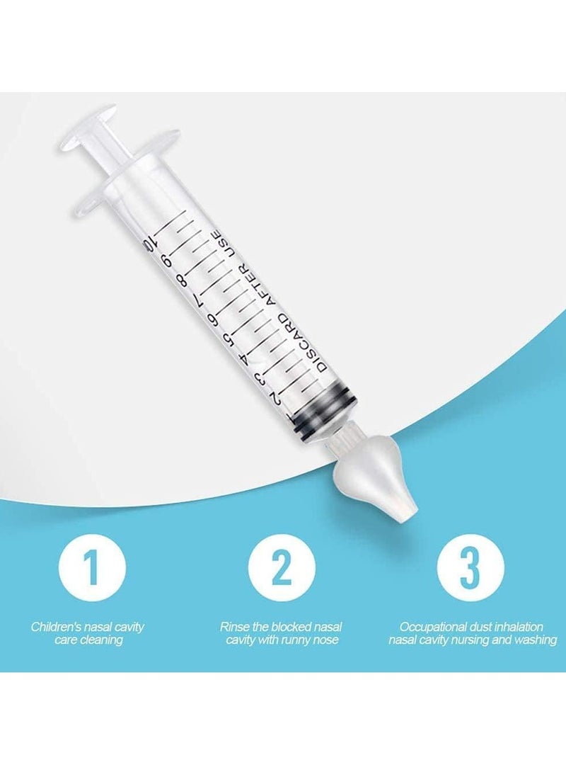 2-Pack Sinus Rinse System Baby Nose Suction Syringe, Professional Nasal Aspirator Syringe Baby Nasal Irrigator Nose Cleaner for Infant Portable Quick Rinse Device Syringe with Silicone Tip Reusable