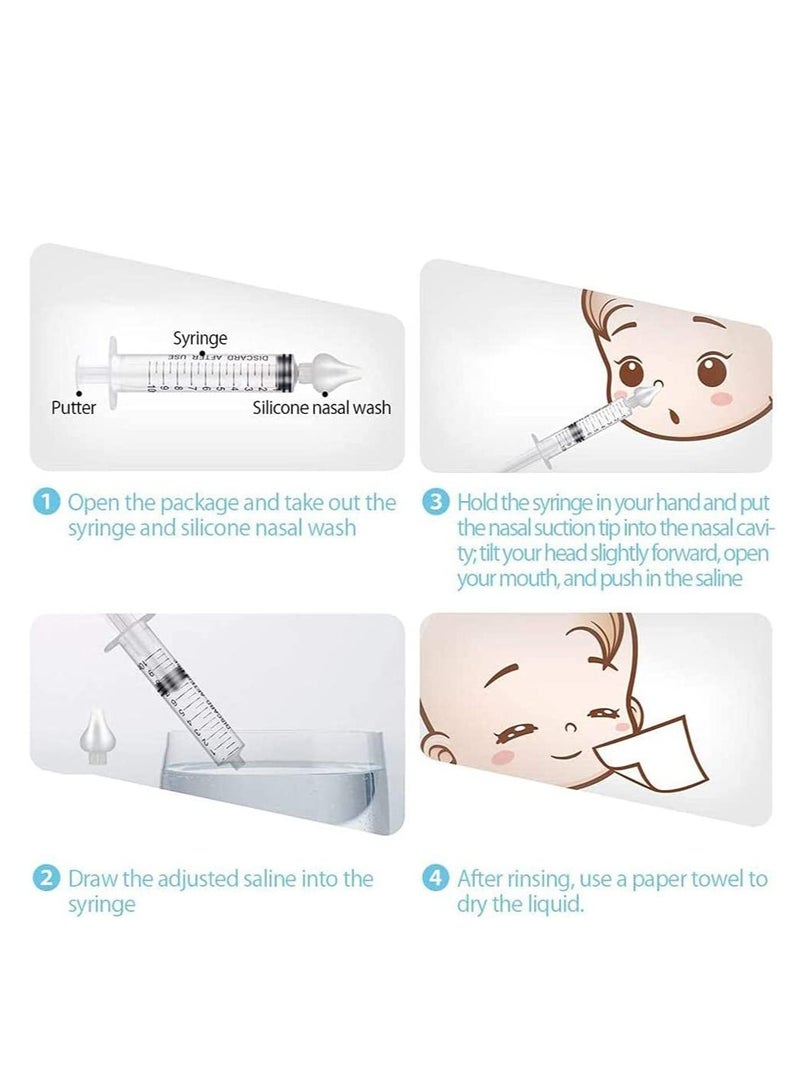2-Pack Sinus Rinse System Baby Nose Suction Syringe, Professional Nasal Aspirator Syringe Baby Nasal Irrigator Nose Cleaner for Infant Portable Quick Rinse Device Syringe with Silicone Tip Reusable