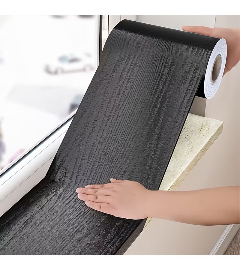 Self Adhesive Wood Grain Door Frame Stickers White 200cm Baseboard Wall Stickers Window Sill Border Wallpaper Easy Peel Stick Decorative Wallpaper Covering Durable Scratch Resistant Home Renovation Upgrade Vintage Style - Image 4