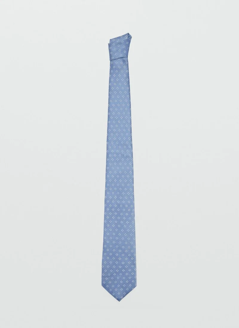 Mango Man Geometric patterned silk tie