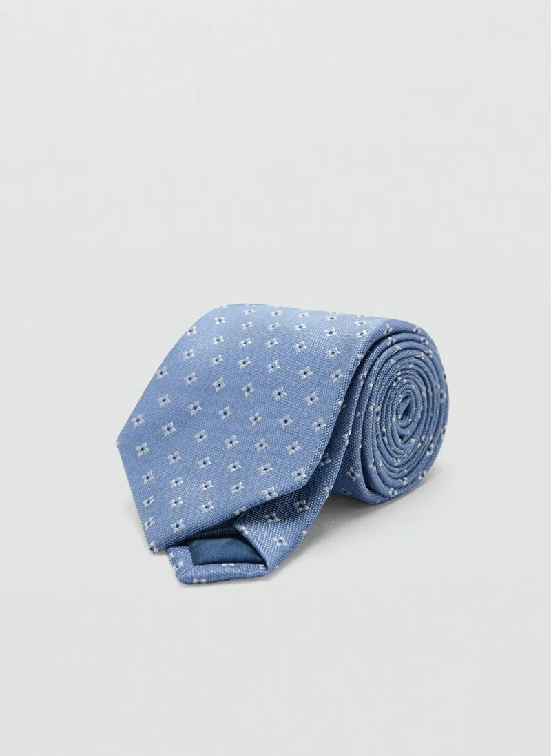 Mango Man Geometric patterned silk tie