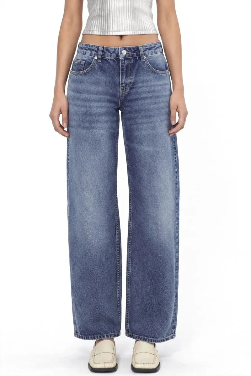 Squalo Mid Blue Denim SQUALO Women's Cotton Pants for Women | Best Price UAE