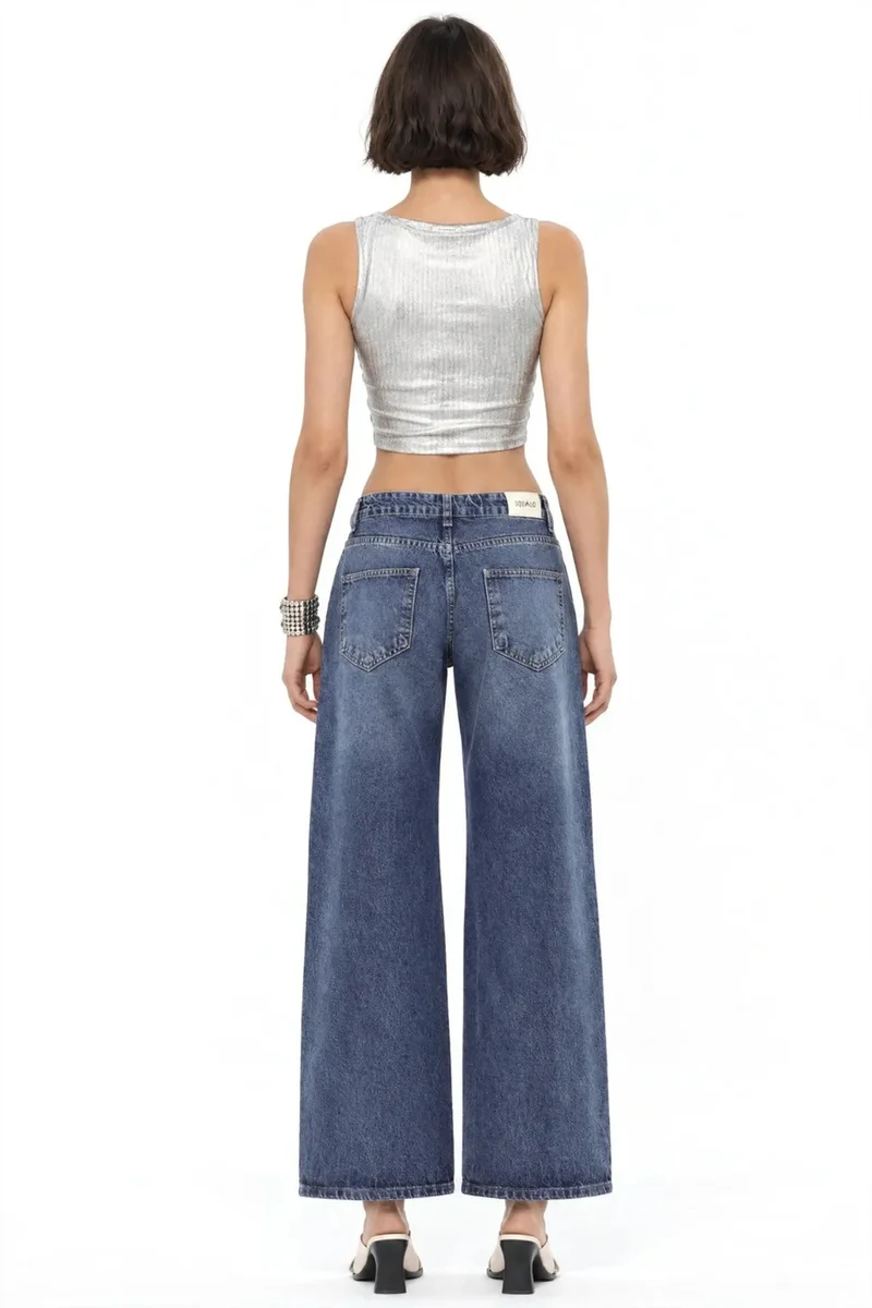 Squalo Mid Blue Denim SQUALO Women's Cotton Pants for Women | Best Price UAE