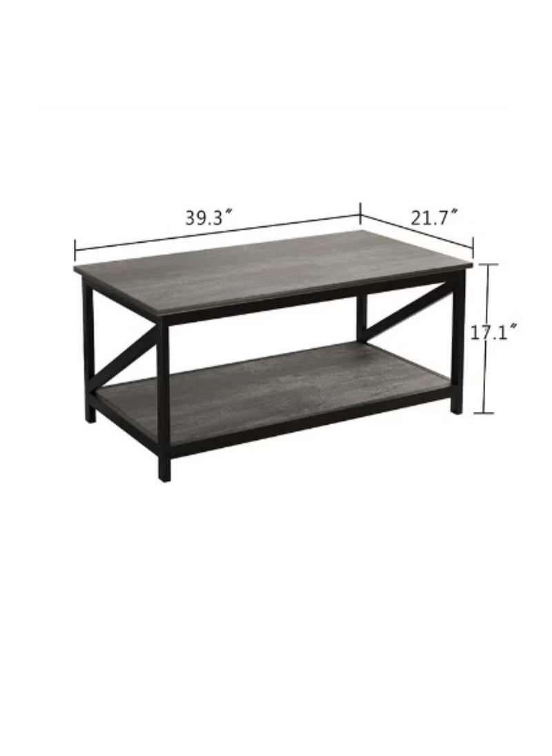 Generic Coffee Table with Storage Shelft and 2 Tier Storage Shelf,Modern Square 2 Tier Sofa Side Table,Dining Table for Home Living Room, Office, Desktop with Storage Shelf Modern Design Home Furniture, 100*55*43cm  - Image 2