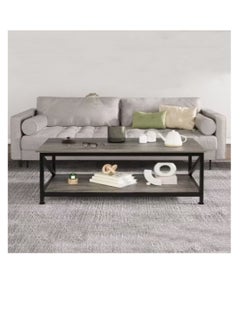Coffee Table with Storage Shelft and 2 Tier Storage Shelf,Modern Square 2 Tier Sofa Side Table,Dining Table for Home Living Room, Office, Desktop with Storage Shelf Modern Design Home Furniture, 100*55*43cm