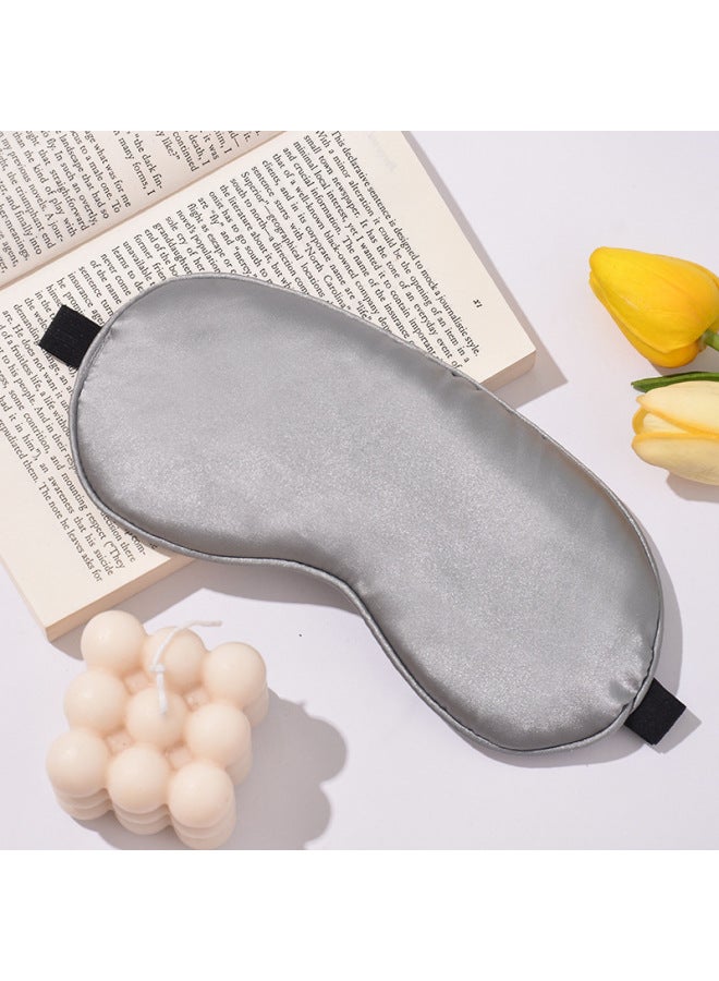 Generic Weiqin Double Sided Silk Sleeping Men's And Women's Blocking Eye Mask To Relieve Fatigue Eye Protection Adjustable Strap Silk Embroidery-Specifications:Gray Adjustable Model  - Image 1