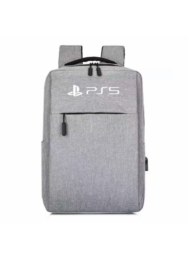 PS5 Backpack Game Host Bag Compatible With PS4 PS5 Host Storage Backpack Satchel Travel PS5 Host Bag-Product Color:Grey