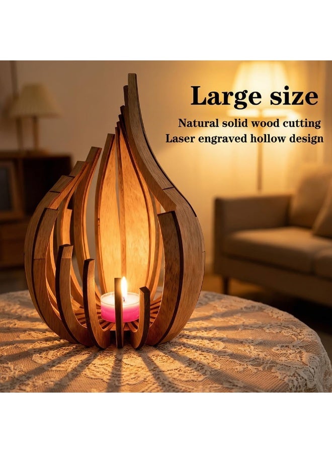 3-Piece Wooden Candle Holder Set - Modern Minimalist Creative Hollow Design (Large, Medium, Small) - Image 2