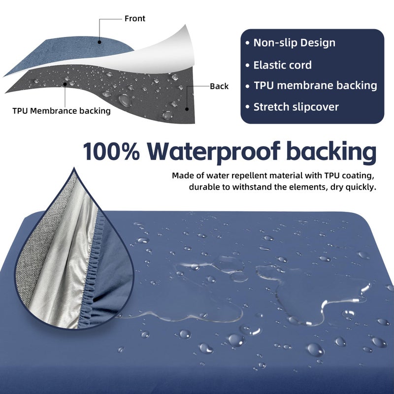 MRGSDL 12Pcs Patio Cushion Covers,Outdoor Cushions Covers,Stretch Cushion Covers Replacement, Washable and Reusable Furniture Protectors(Grey Blue) - Image 4