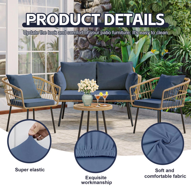 MRGSDL 12Pcs Patio Cushion Covers,Outdoor Cushions Covers,Stretch Cushion Covers Replacement, Washable and Reusable Furniture Protectors(Grey Blue) - Image 3