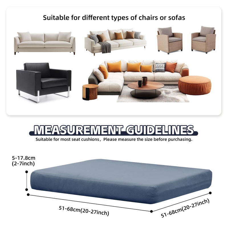 MRGSDL 12Pcs Patio Cushion Covers,Outdoor Cushions Covers,Stretch Cushion Covers Replacement, Washable and Reusable Furniture Protectors(Grey Blue) - Image 2