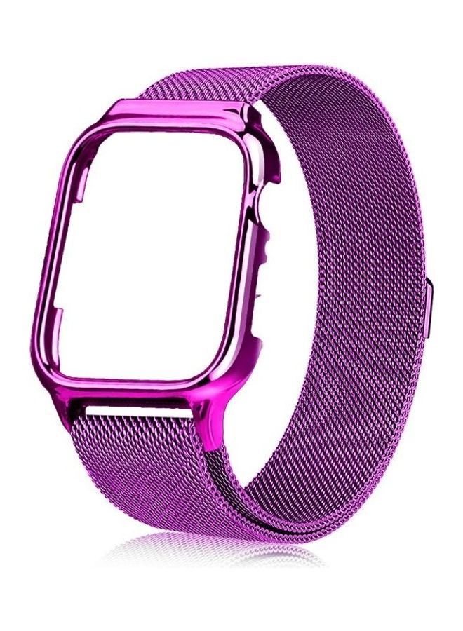 NIBEMINENT Magnetic Stainless Steel Band With Frame For Apple Watch Series 5 And 4 44mm Purple - Image 1