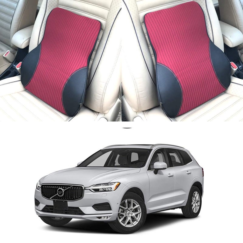 Oshotto Leatherite Finish Lumbar Support for Office Chair | Back Pillow for Car | Memory Foam Orthopedic Cushion - Provides Low Back SupportCompatible with Volvo XC60 (Black, Red) - Image 2