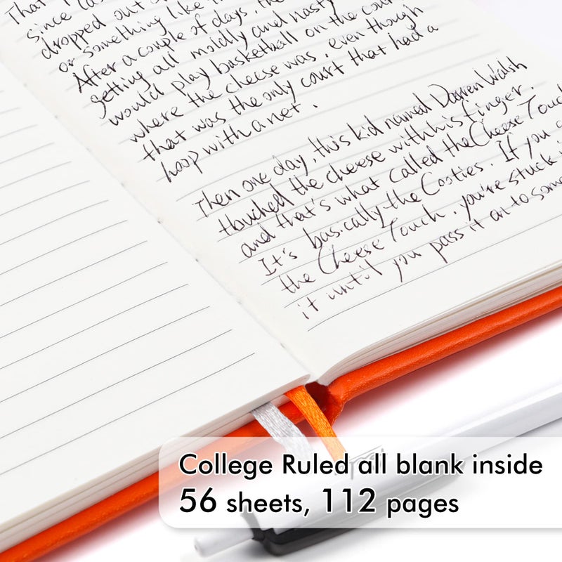 feela 15 Pack Pocket Small Notebooks Bulk, Mini Cute Notepads Hardcover College Ruled Lined Journals with Pen Holder for School Business Memos, with 15 Black Pens, 3.5â€x 5.5â€, A6, Orange - Image 3