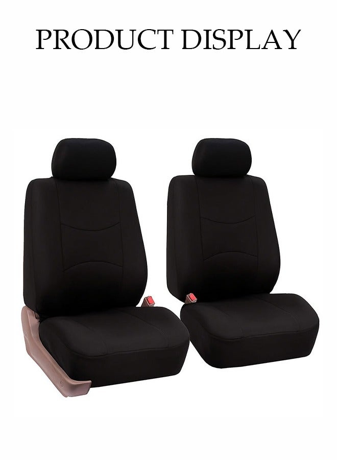 DUNISO Nine-Piece Set Of Five-Seat Car Seat Covers, Front And Rear Split Bench Seat Protection, Universal Black Flat Fabric Cover, Easy To Install, Front Seat Cover With Rear Seat Cover, Car Seat Cover - Image 5