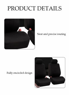 DUNISO Nine-Piece Set Of Five-Seat Car Seat Covers, Front And Rear Split Bench Seat Protection, Universal Black Flat Fabric Cover, Easy To Install, Front Seat Cover With Rear Seat Cover, Car Seat Cover  - Image 3