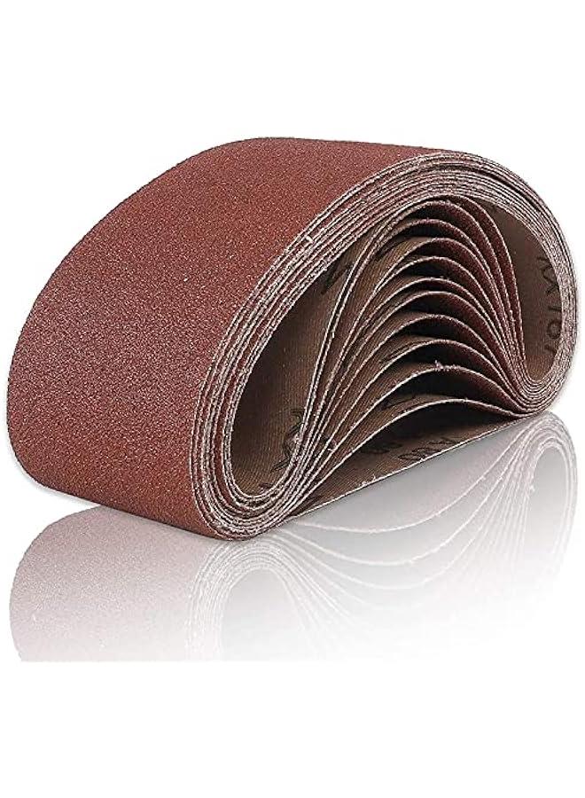 3x21 Inches Sanding Belts (75x533mm), 12pcs 80 Grits Aluminum Oxide Sanding Belt for Belt Sander - Image 1