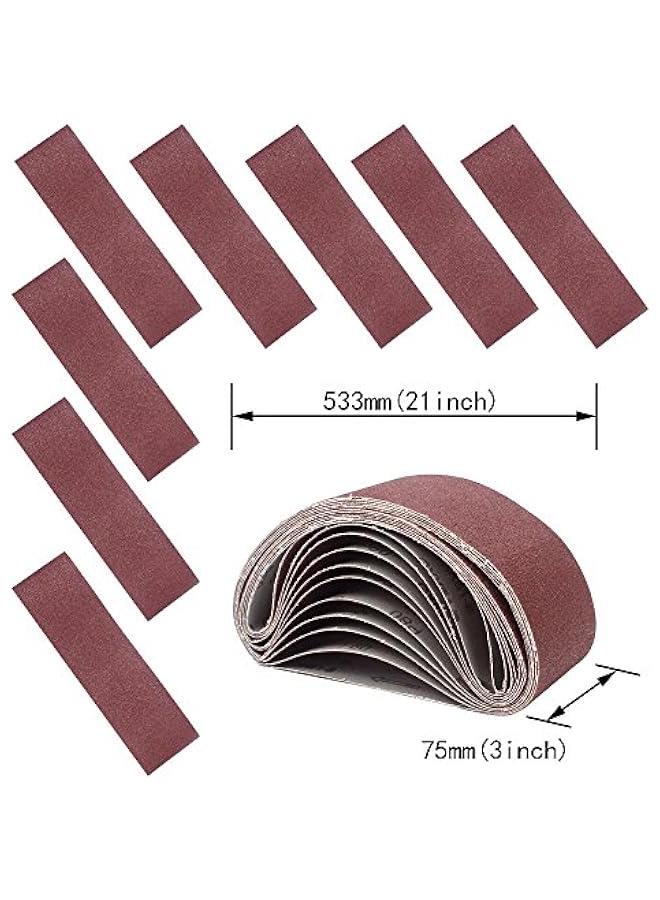 3x21 Inches Sanding Belts (75x533mm), 12pcs 80 Grits Aluminum Oxide Sanding Belt for Belt Sander - Image 3
