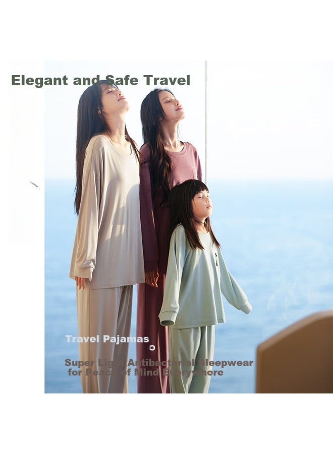 Xulen Parent-child Travel Pajamas, Spring And Summer Lyocell Ultra-thin Antibacterial, 63665 Milk Green - Women's XL - Image 1