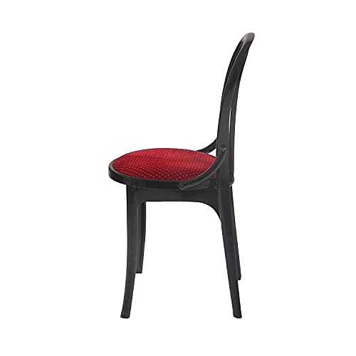 SkyGlamour Supreme Pearl Cushion Dining Plastic Chair | Armless Dining Plastic Chair for Home, Office, Restaurants | Dining Room Set of 2 | Color: Red/Black - Image 4