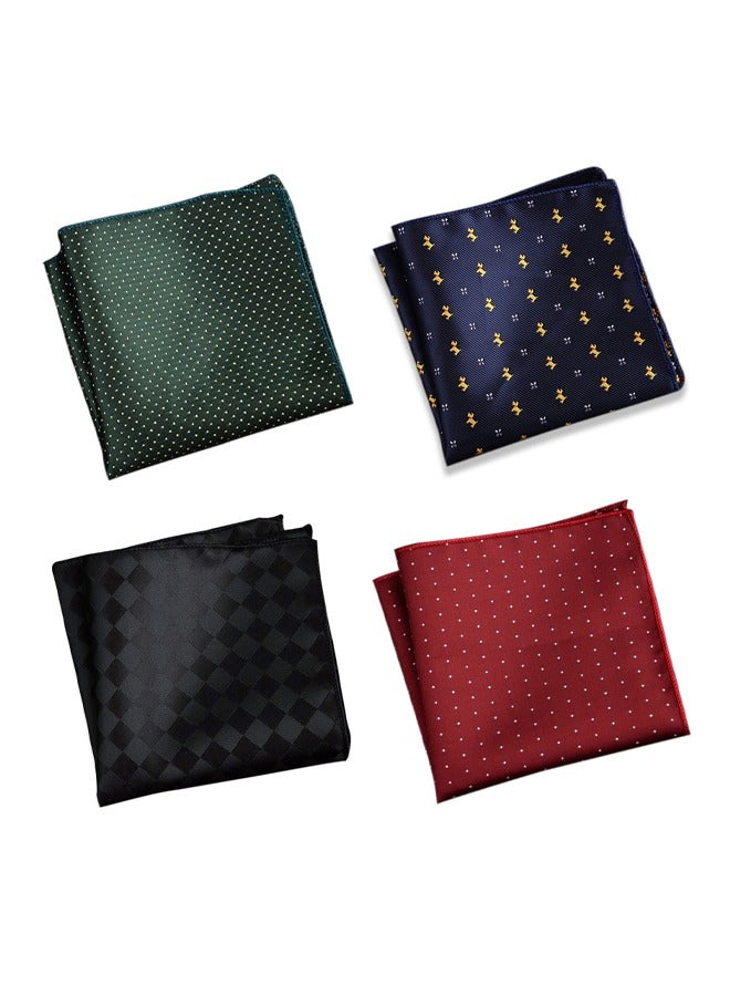 GUSGU 4 Pack Pocket Squares for Men Men's Handkerchief Mens Pocket Squares Set Hankies for Wedding Party Assorted Colors 23 x 23 cm Style B - Image 1