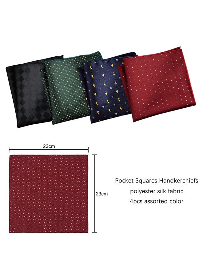 GUSGU 4 Pack Pocket Squares for Men Men's Handkerchief Mens Pocket Squares Set Hankies for Wedding Party Assorted Colors 23 x 23 cm Style B - Image 2