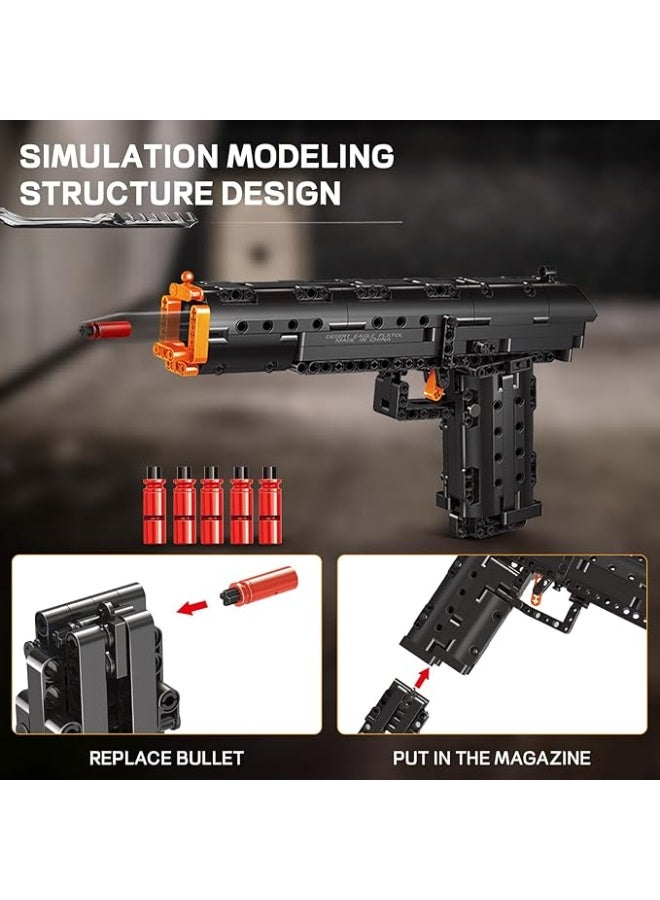 مولد كينج 14004 نموذج مصغر لـ Desert Eagle، مجموعة مكعبات بناء مسدس، للبالغين مع وظيفة إطلاق نار محاكاة، نموذج قابل للتجميع لمحبي الشؤون العسكرية، هدايا ألعاب مسدسات للشباب والمراهقين (563 قطعة) - Image 3