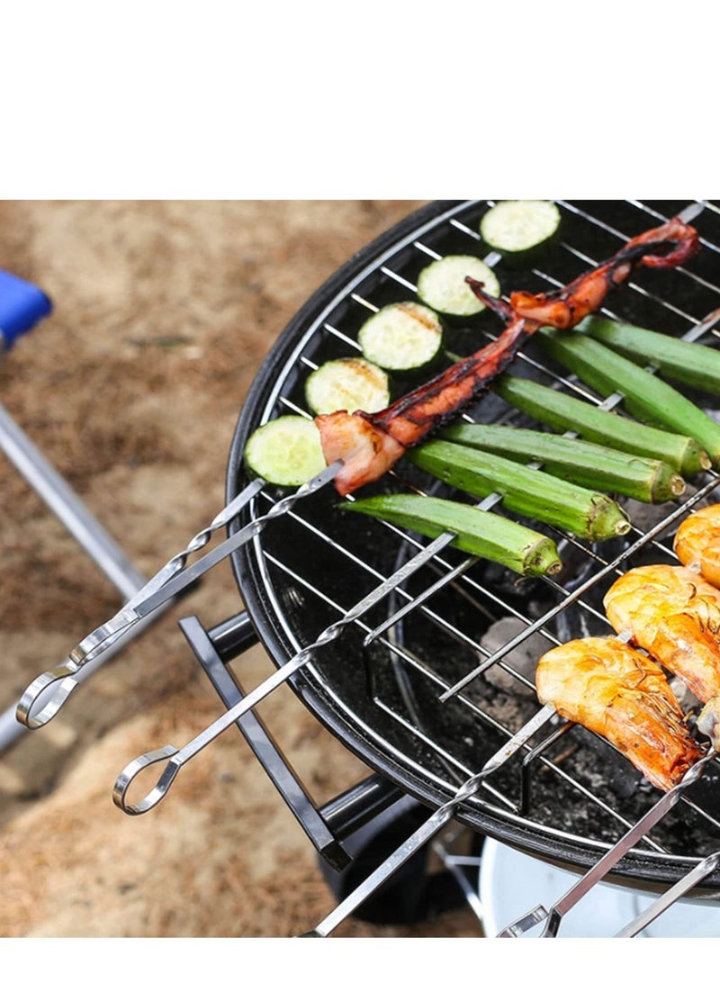 althiqahkey Stainless-steel BBQ Grill Tool Set with Spatula Fork Tongs Brush Skewers Barbecue Grilling Utensil Camping Outdoor Cooking Tool Set 20PC  - Image 5
