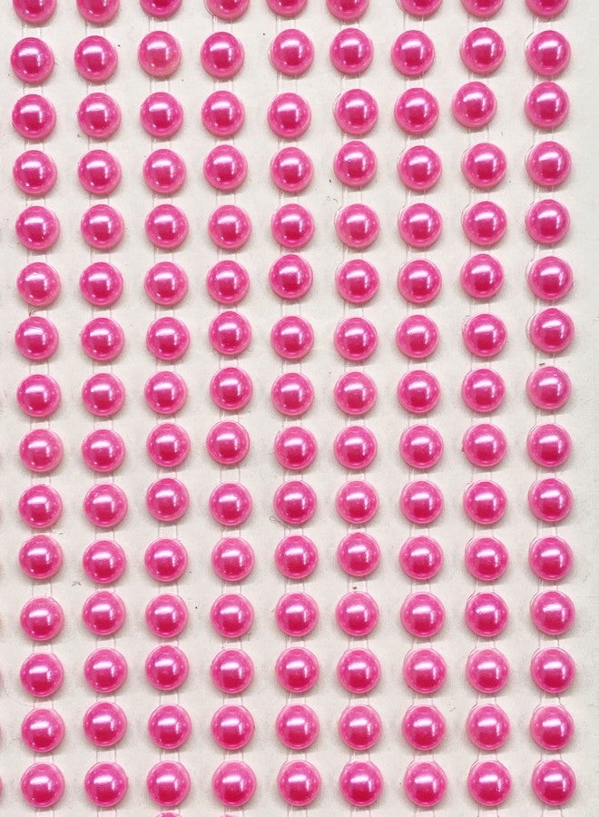 Syntego 400 Self Adhesive Pearls 6mm Small Round Pearl Stick On Adhesive Beads Embellishment (Neon Pink) - Image 2
