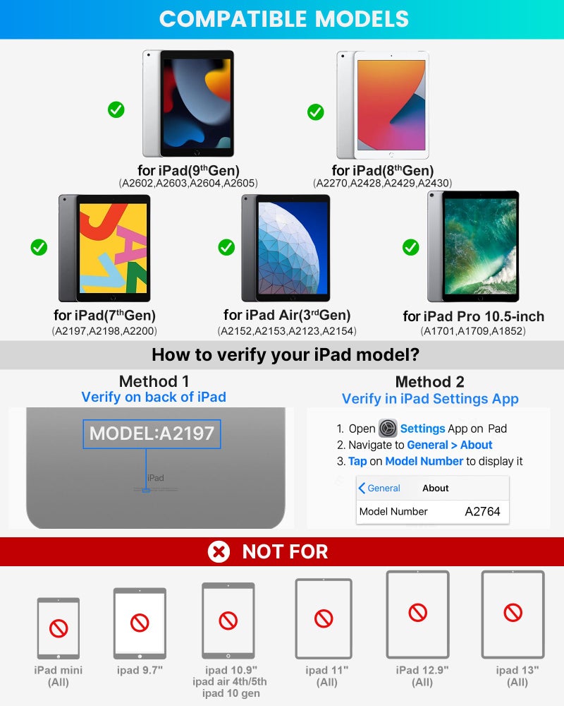 typecase Touch Case with Keyboard for iPad 9th Generation (10.2", 2021), Multi-Touch Trackpad, 10 Color Backlight, 360, Thin & Light - iPad 8th Gen (2020), 7th Gen (2019), Air 3, Pro 10.5 (Violet) - Image 2