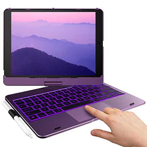 typecase Touch Case with Keyboard for iPad 9th Generation (10.2", 2021), Multi-Touch Trackpad, 10 Color Backlight, 360, Thin & Light - iPad 8th Gen (2020), 7th Gen (2019), Air 3, Pro 10.5 (Violet) - Image 1