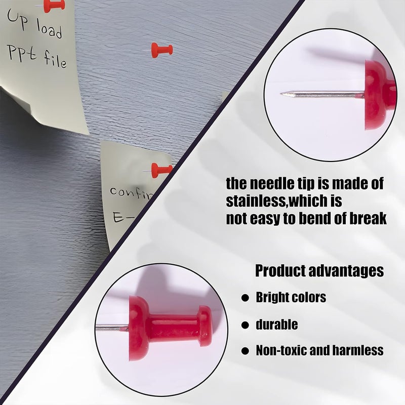 VAPKER Push Pins Tacks 120Pcs DarkRed Thumb Tacks Larger Size Pin Map Tacks Plastic Head with Steel Point for Bulletin Board - Image 3