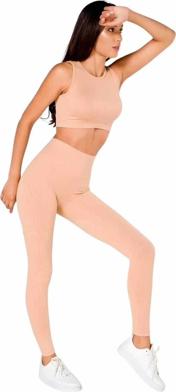 تيزجيلسين Women's Seamless Fitness Yoga Pilates Sports Bustier Tights Set